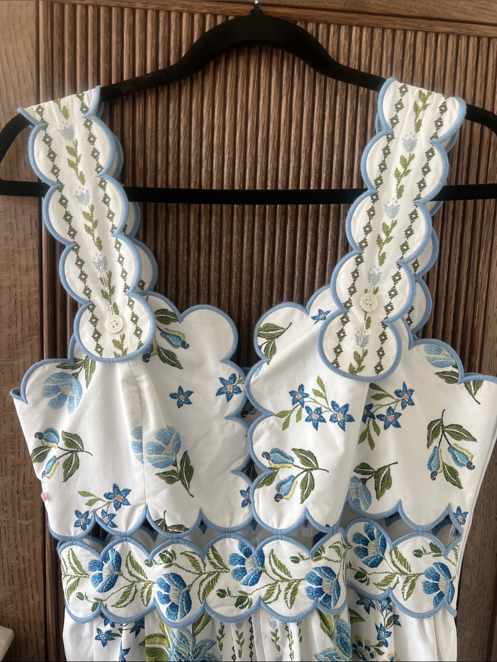 Farm Rio x Anthropologie Sleeveless Scallop-Trim Printed Midi Dress NWT - Picture 5 of 5